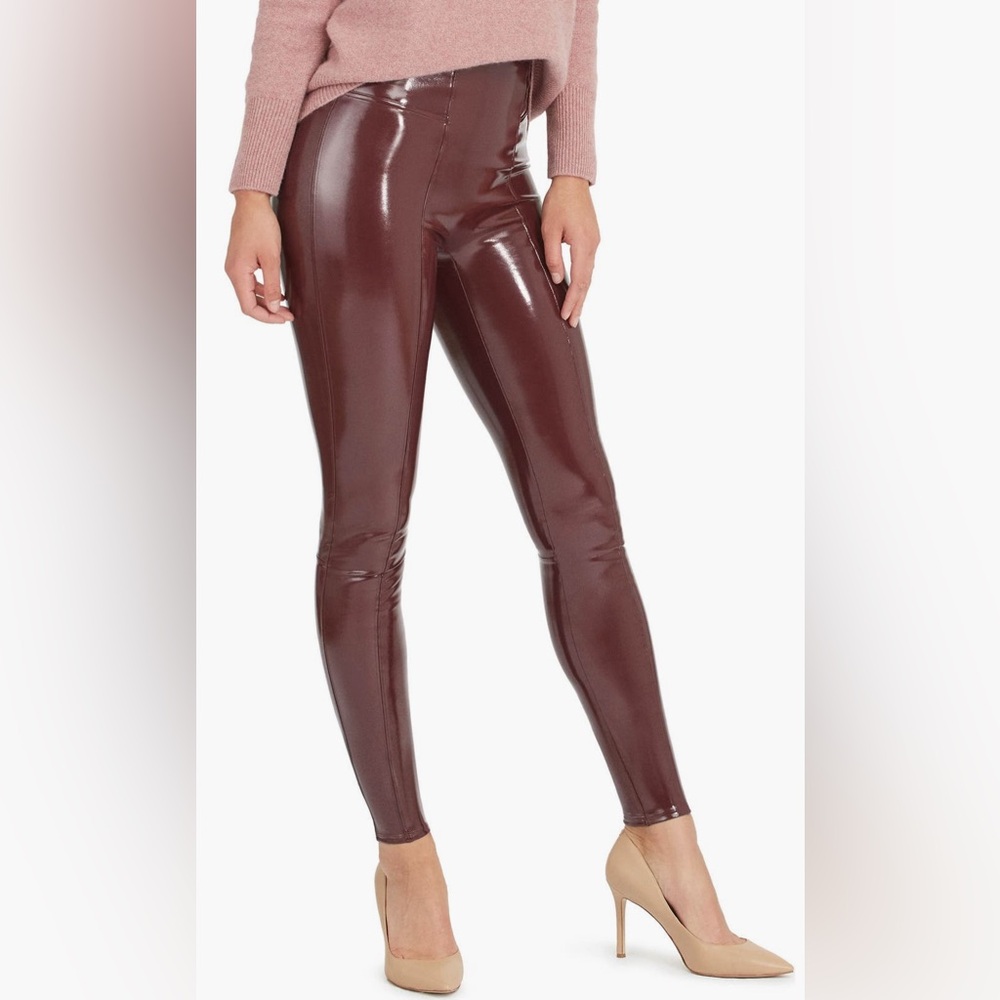 Spanx Faux Patent Leather Leggings Ruby Women's Size L  20301R New With Tags